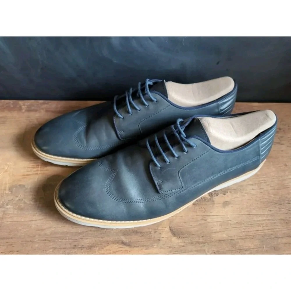 Clarks Men's 12 Wing Tip Leather Casual Lace-up Oxfords Blue 21951, Wedding Work